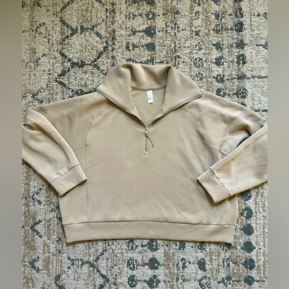 Spanx Airessentials Zip Sweater Size 2XL Women’s Beige Neutral Fall Monochrome